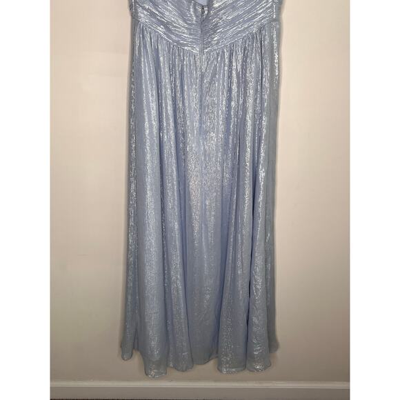 CAMI NYC Marceline Silk Blend Metallic Chiffon Crossback Maxi Dress Light Blue 6 - Picture 6 of 12